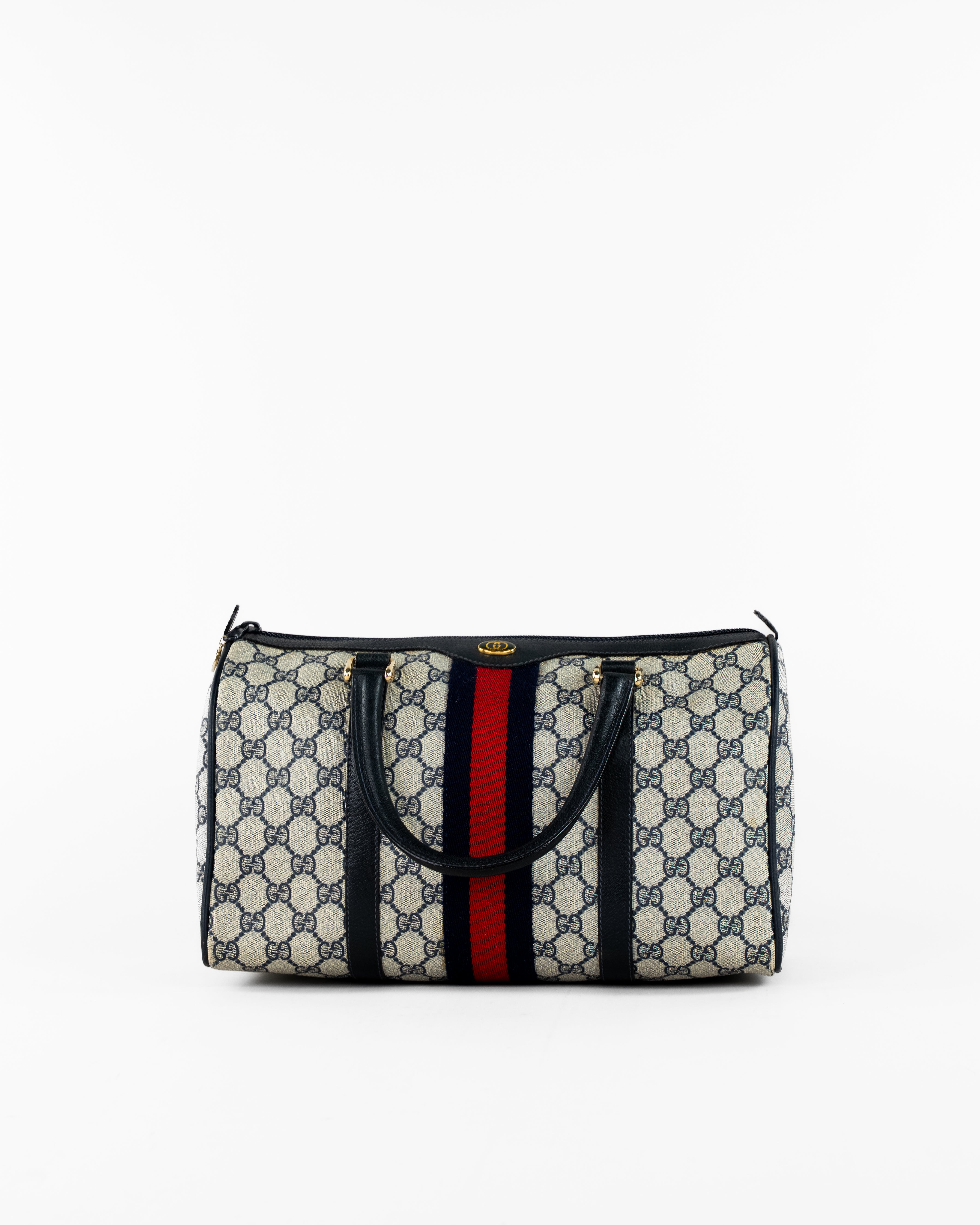 GG Supreme Sherry Line Hand Bag PVC Navy Gold