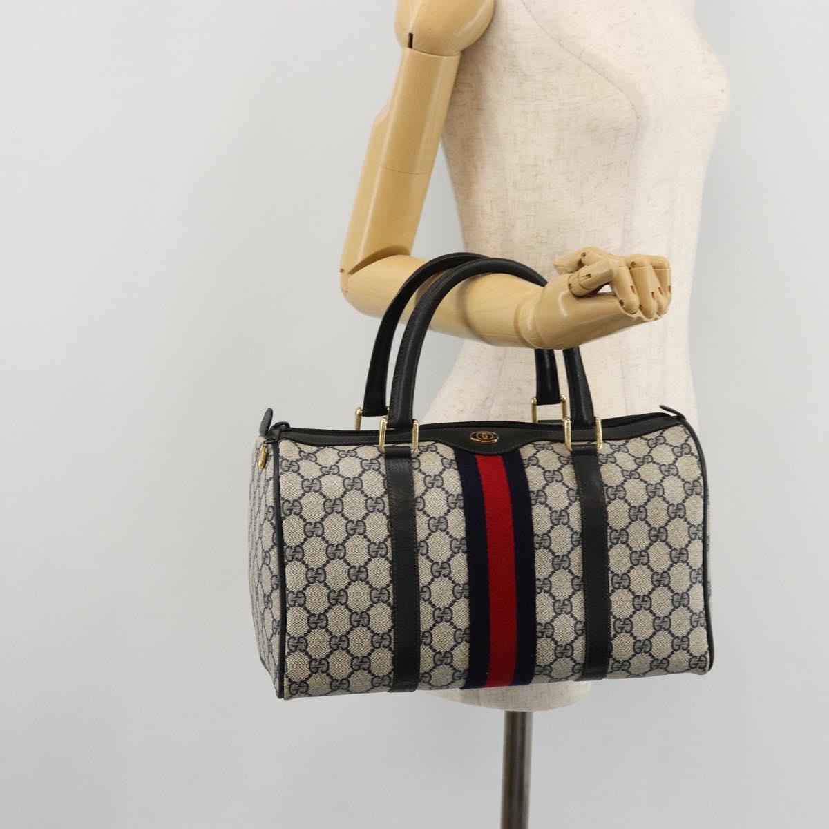 GG Supreme Sherry Line Hand Bag PVC Navy Gold