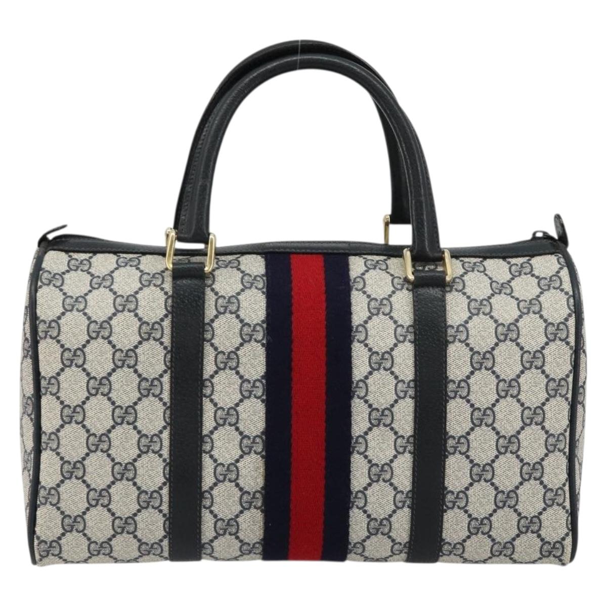 GG Supreme Sherry Line Hand Bag PVC Navy Gold