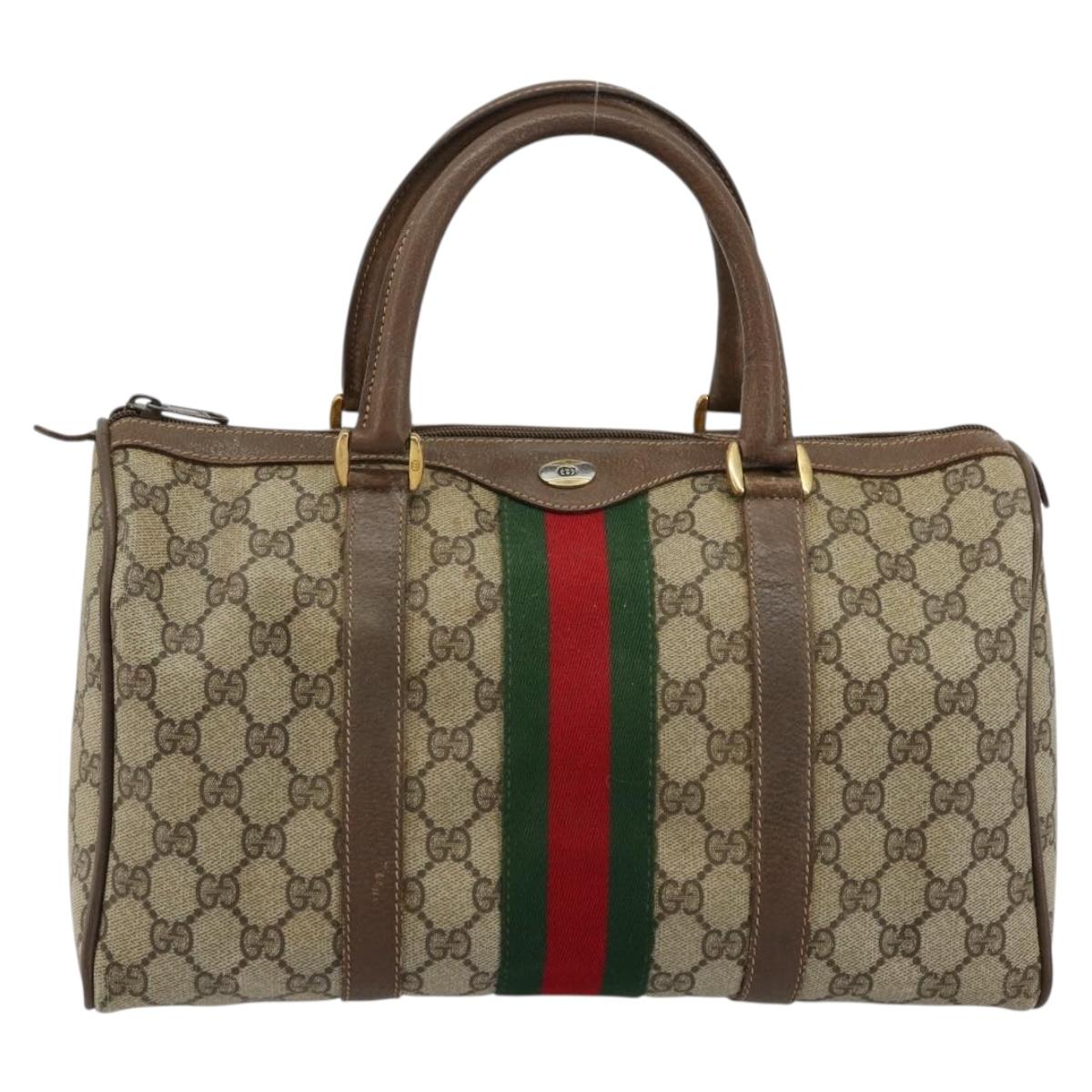 GG Supreme Web Sherry Line Hand Bag PVC Beige Gold