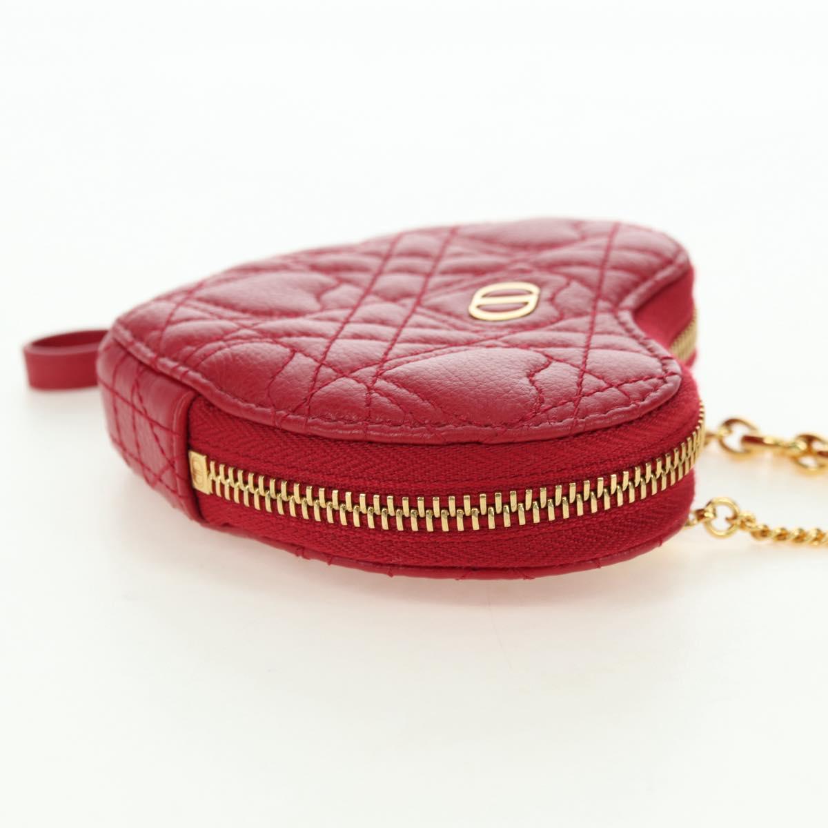 Cannage Caro Chain Shoulder Bag Leather Red Gold