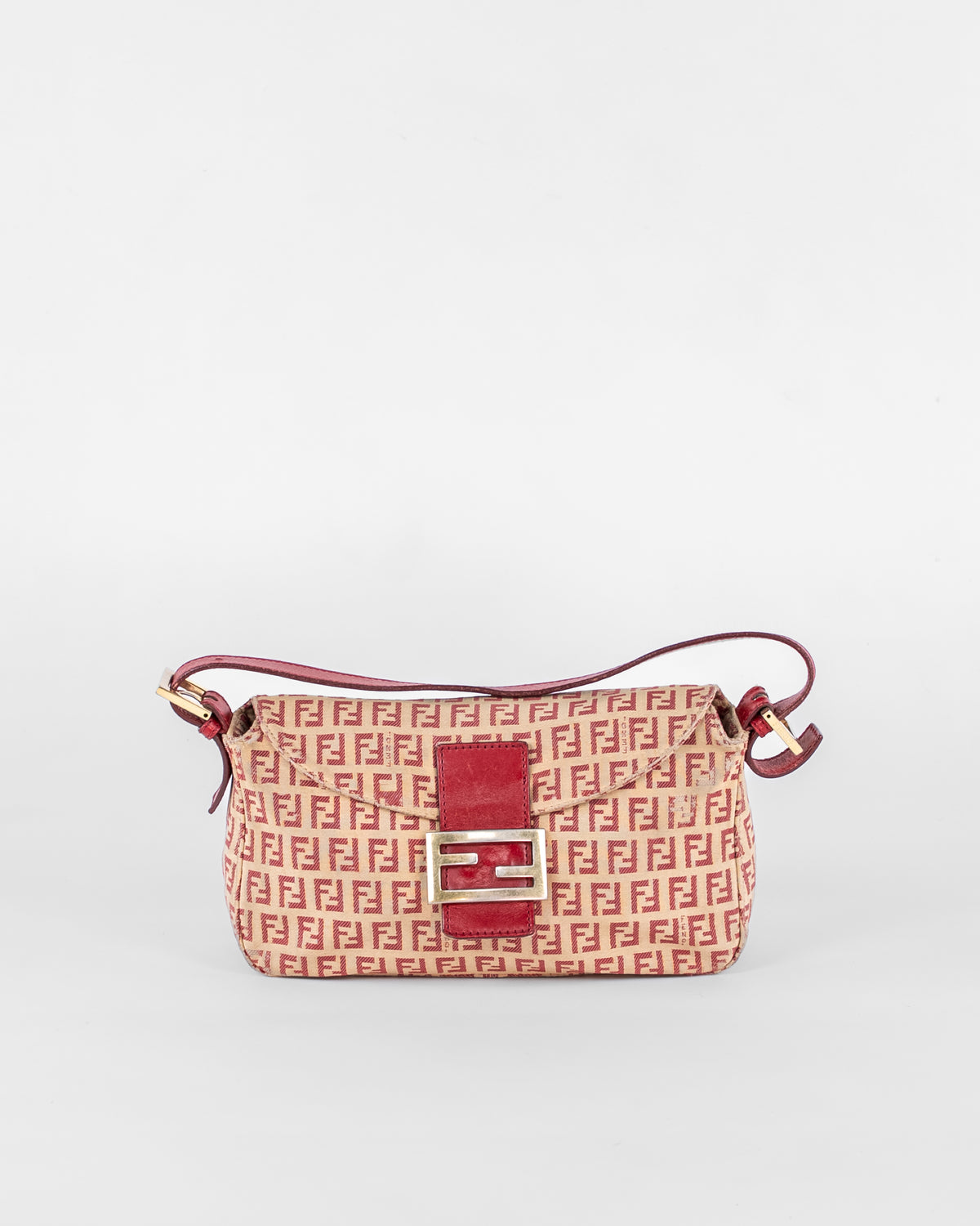 Zucchino Canvas Mamma Baguette Shoulder Bag Beige Red