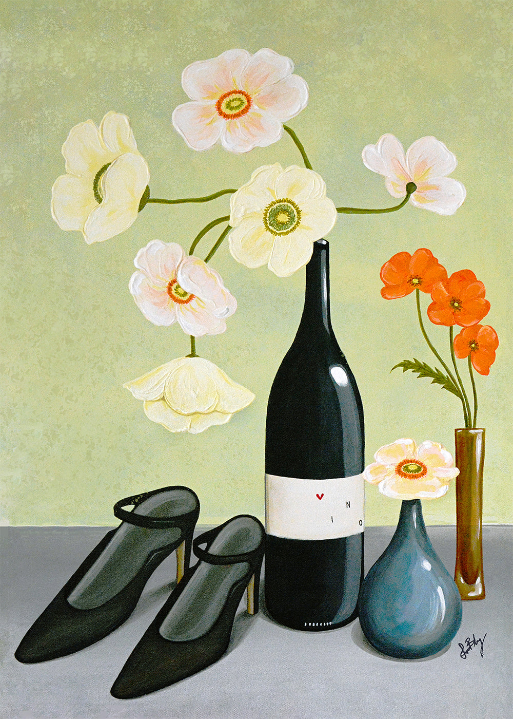 "Vino Poppy Left" Poster
