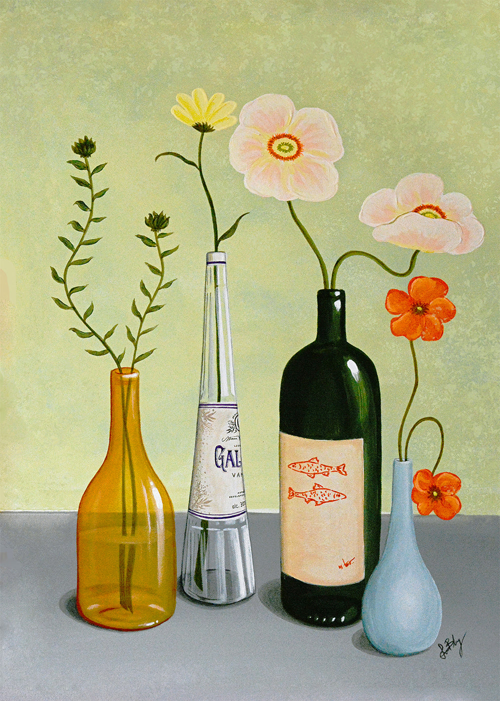 "Vino Poppy Right" Poster