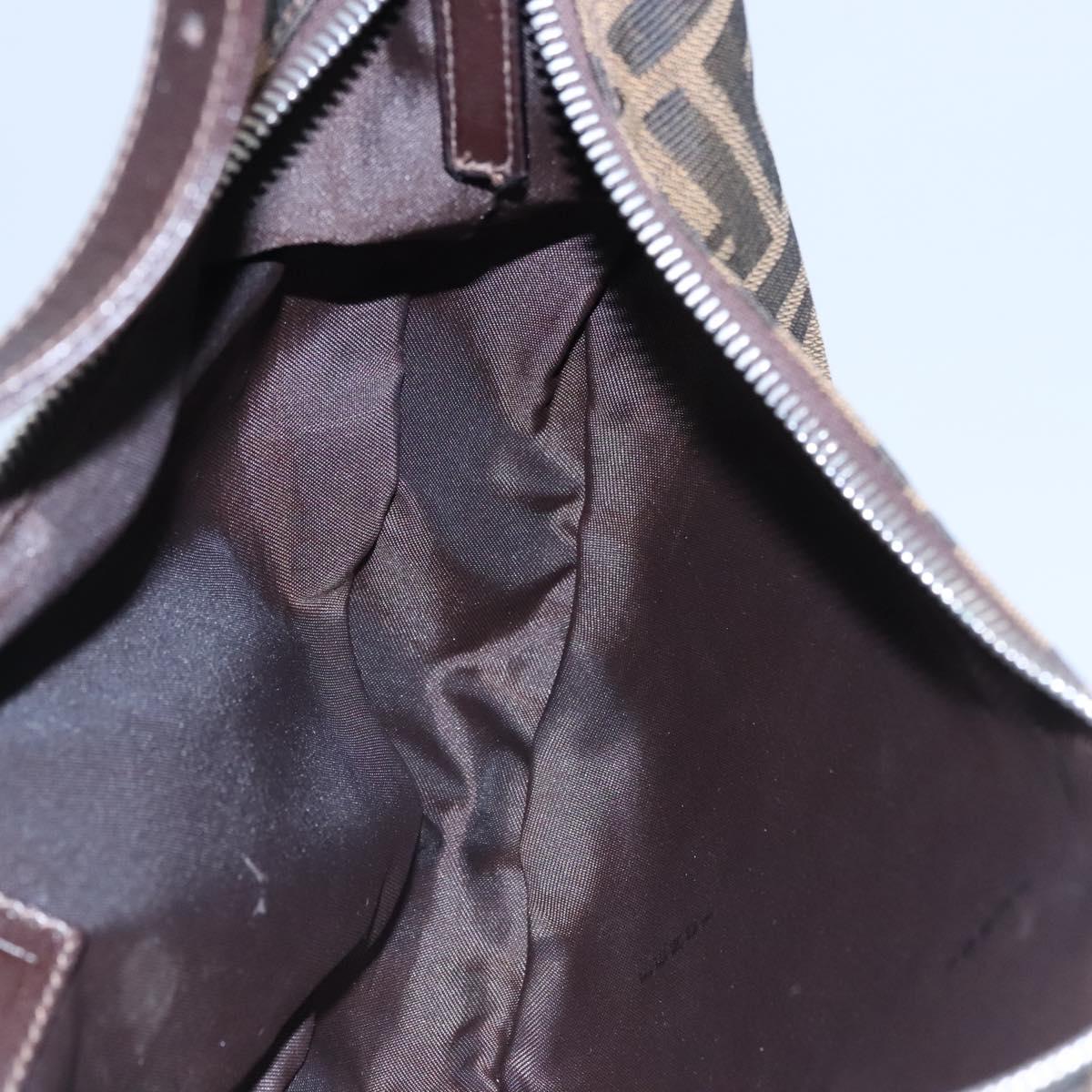 Zucca Canvas Shoulder Bag Brown Black Silver