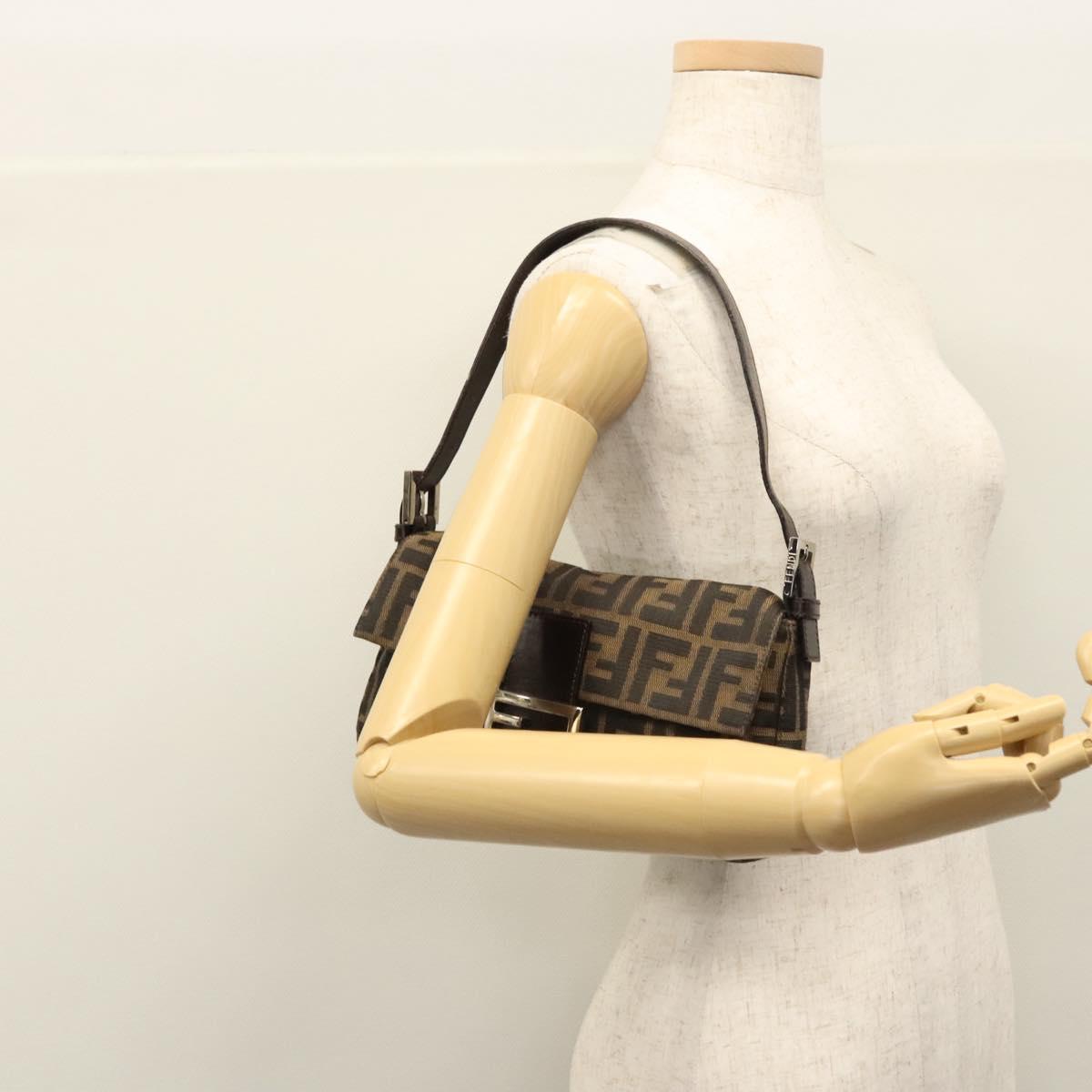Zucca Canvas Mamma Baguette Shoulder Bag Brown Black Silver