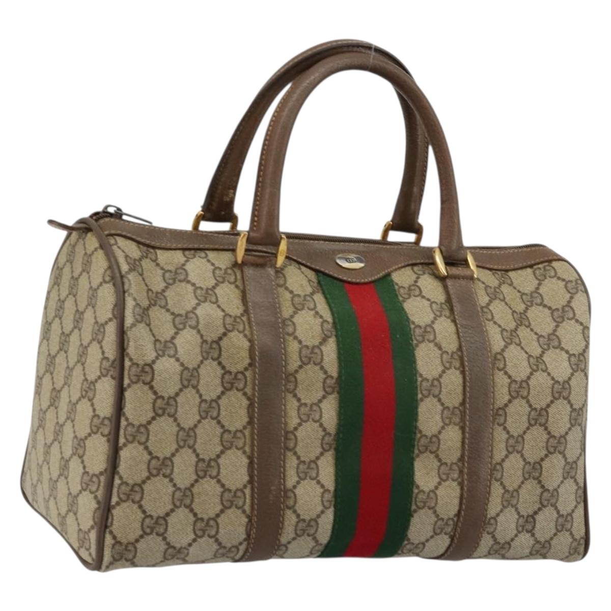 GG Supreme Web Sherry Line Hand Bag PVC Beige Gold