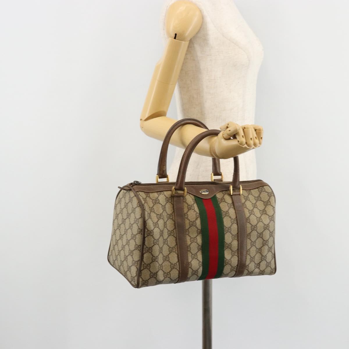 GG Supreme Web Sherry Line Hand Bag PVC Beige Gold