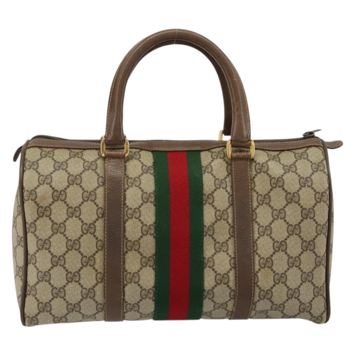 GG Supreme Web Sherry Line Hand Bag PVC Beige Gold