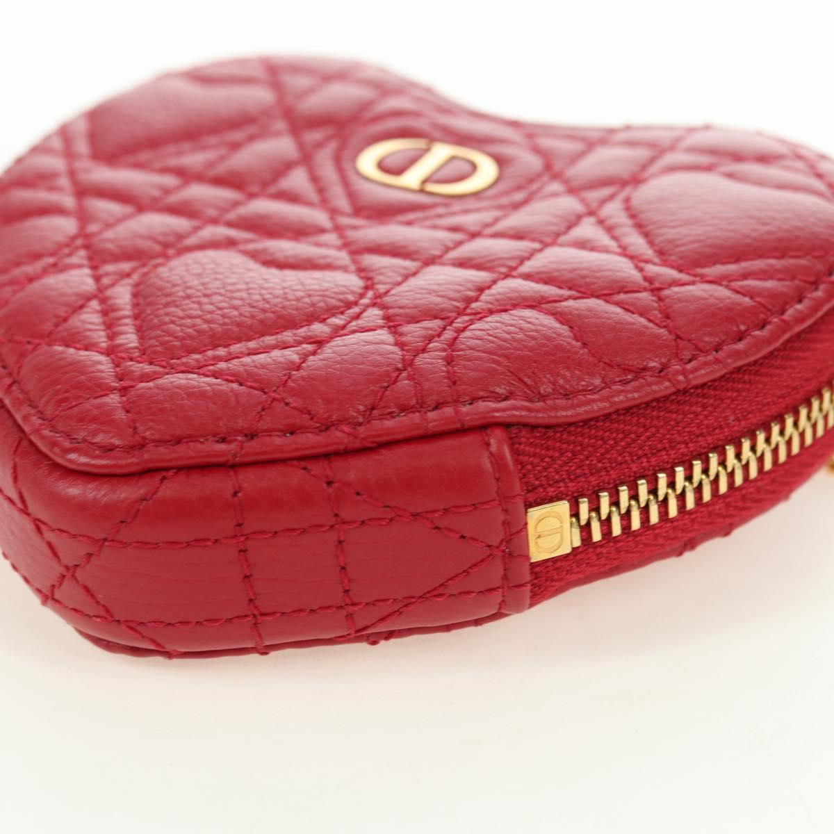 Cannage Caro Chain Shoulder Bag Leather Red Gold