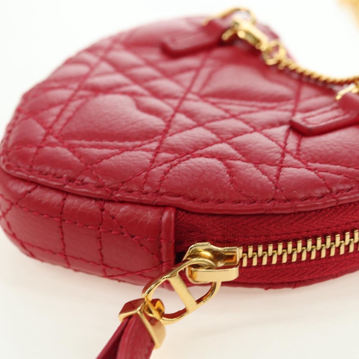 Cannage Caro Chain Shoulder Bag Leather Red Gold
