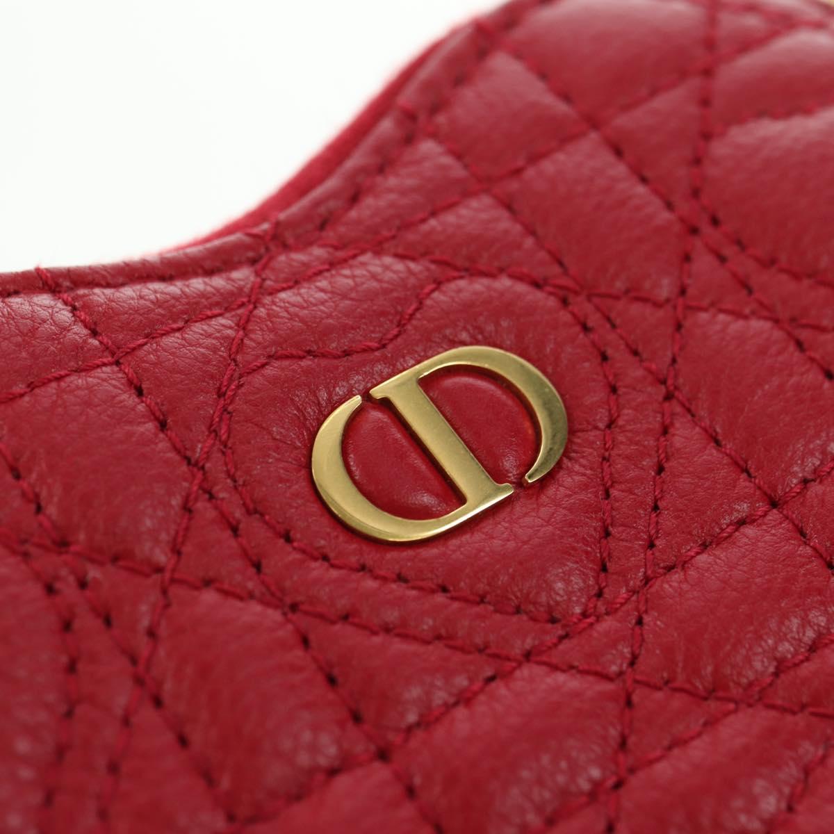 Cannage Caro Chain Shoulder Bag Leather Red Gold