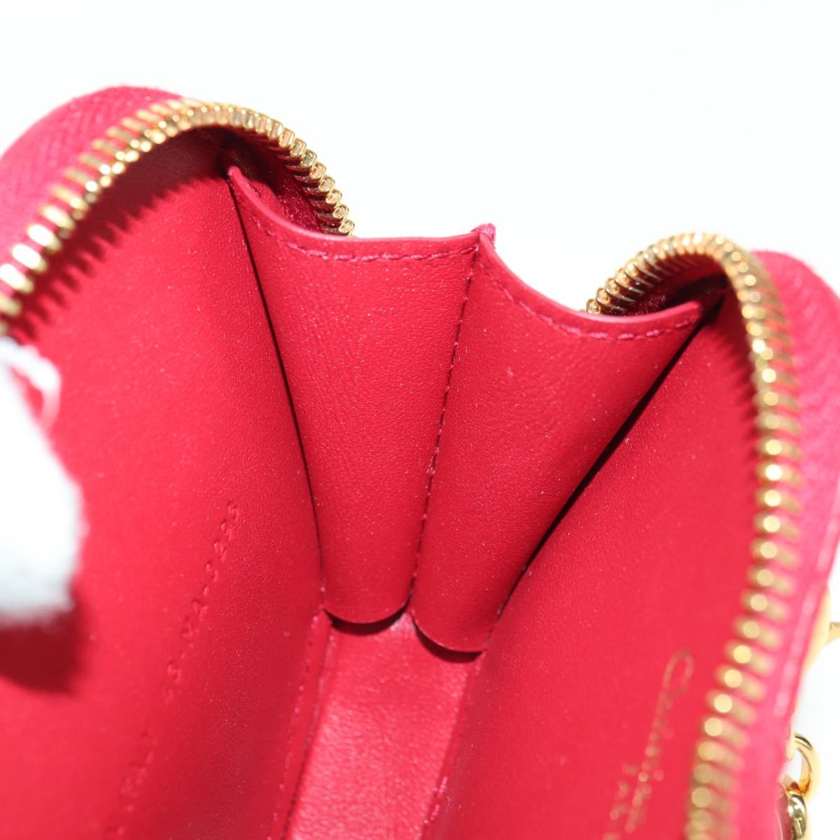 Cannage Caro Chain Shoulder Bag Leather Red Gold