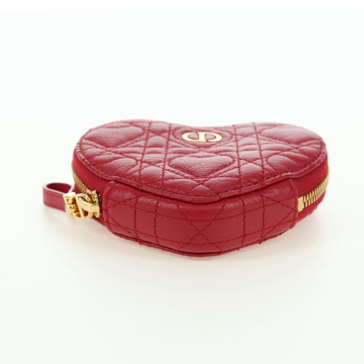 Cannage Caro Chain Shoulder Bag Leather Red Gold