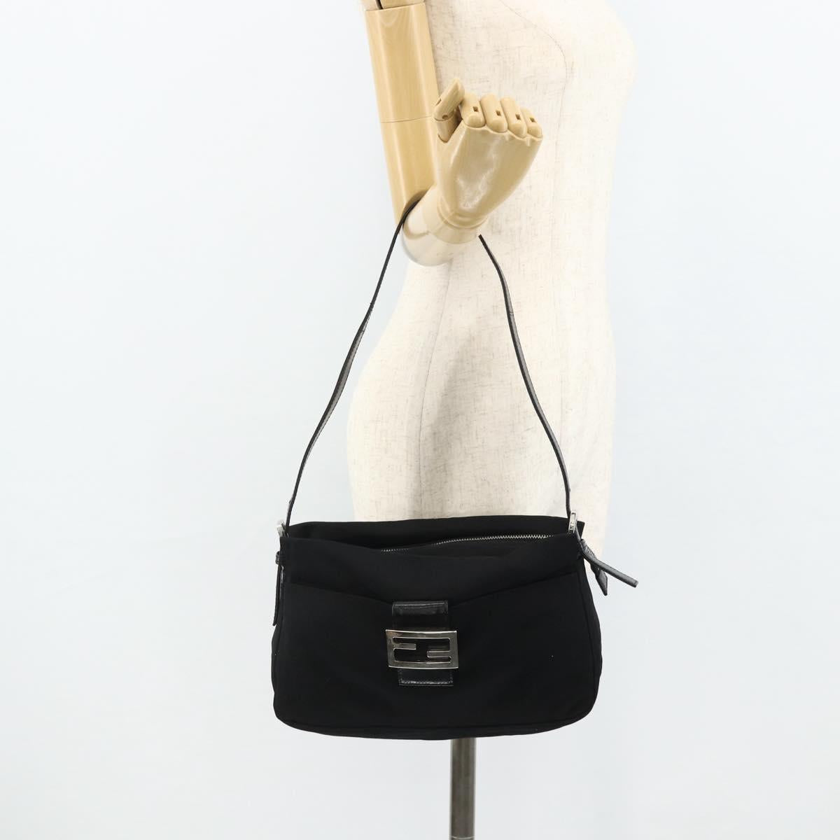 Mamma Baguette Shoulder Bag Nylon Black Silver