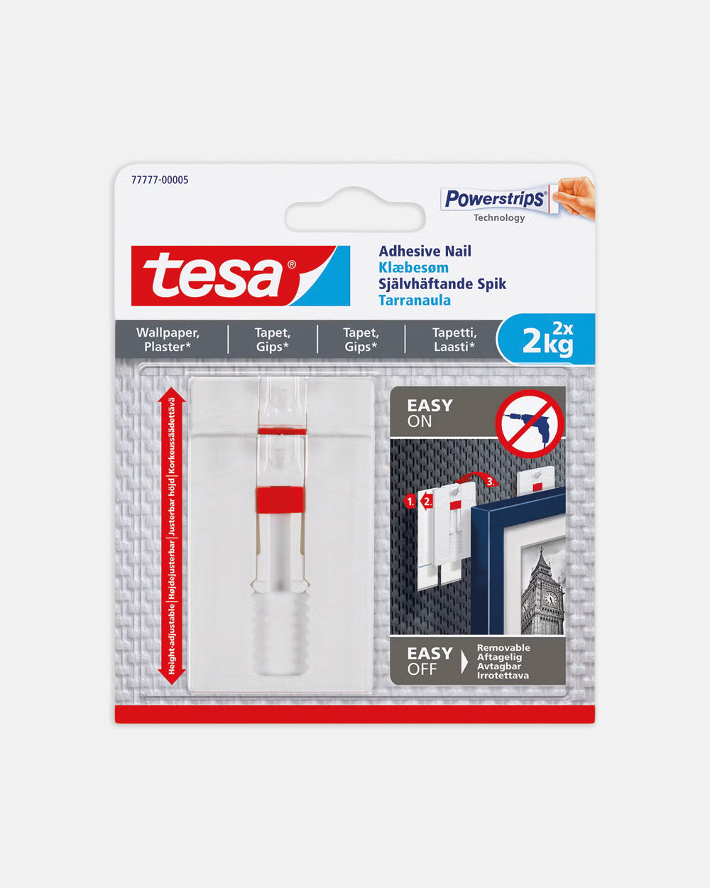 Självhäftande Justerbar spik 2-pack