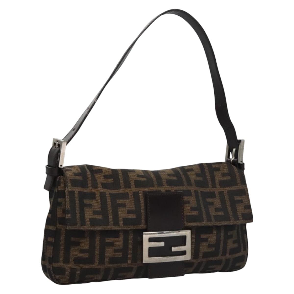 Zucca Canvas Mamma Baguette Shoulder Bag Brown Black Silver