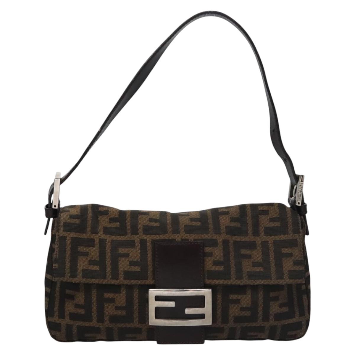 Zucca Canvas Mamma Baguette Shoulder Bag Brown Black Silver
