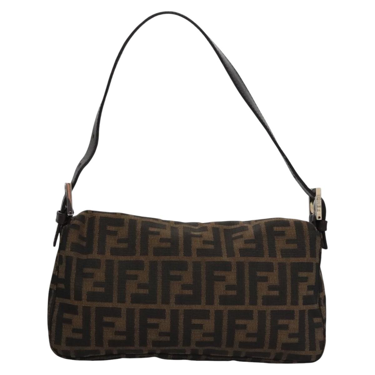 Zucca Canvas Mamma Baguette Shoulder Bag Brown Black Silver