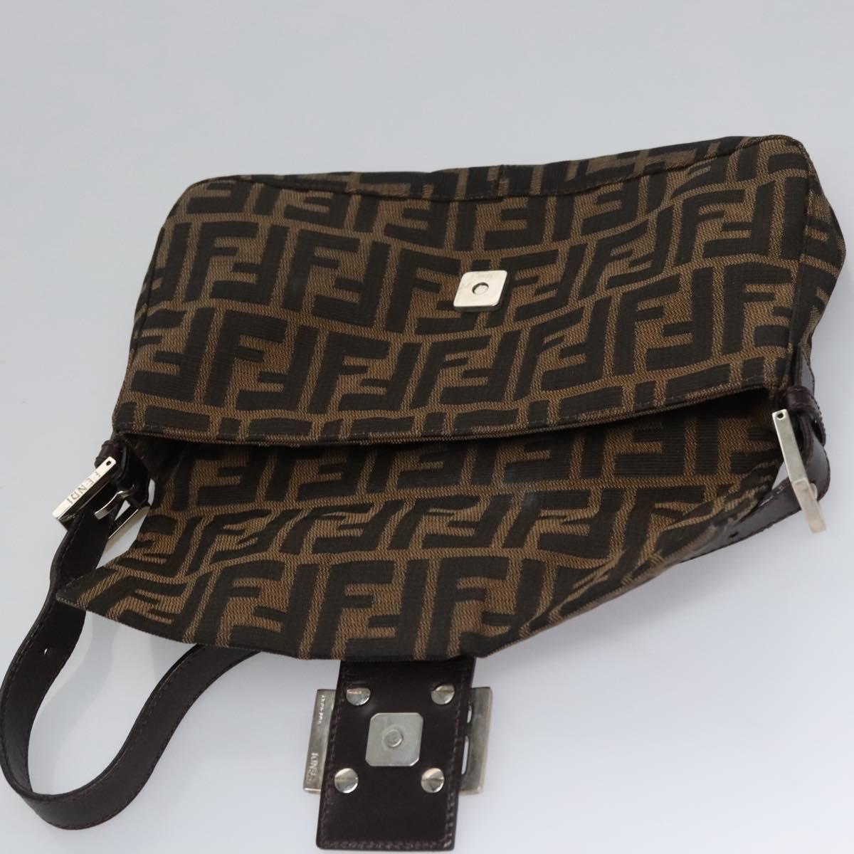 Zucca Canvas Mamma Baguette Shoulder Bag Brown Black Silver